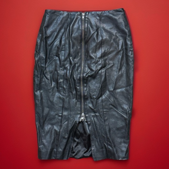 Vintage Jorge Full Zip Size 8 Genuine leather Pencil Skirt Fetish Sissy CD Trans - Picture 3 of 5